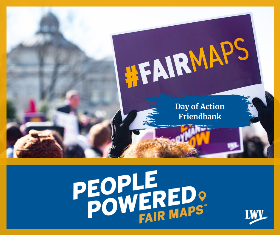 People Powered Fair Maps for Redistricting signs