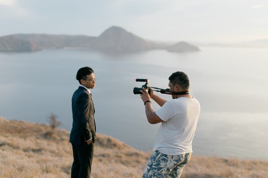 Two young men making a video