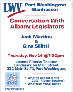 flyer about public meeting with our local Albany legislators