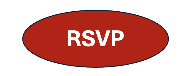 A red oval button with the text "RSVP" in white capital letters centered on it.